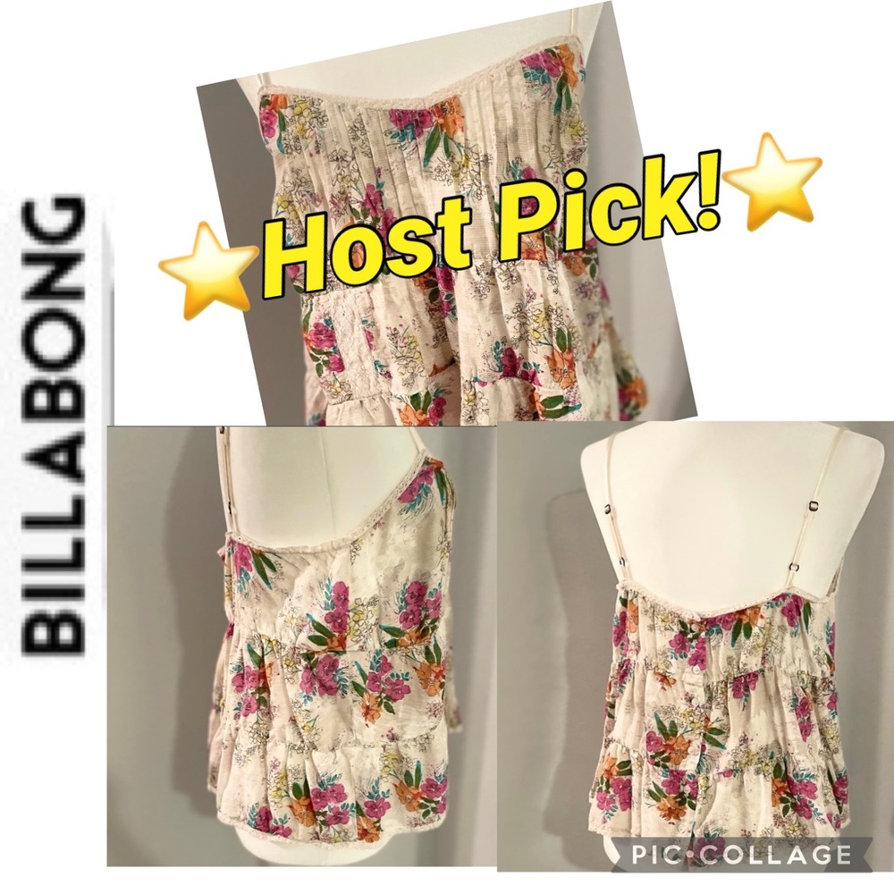 Tiered Floral Top w/Spaghetti Straps, Billabong size L